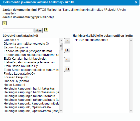 Mallipohjien jakaminen Mallipohjan voi jakaa kaikille tai valituille hankintayksiköille. Mallipohjien kommentointi Jaettuja mallipohjia on mahdollista kommentoida ja käydä ns.