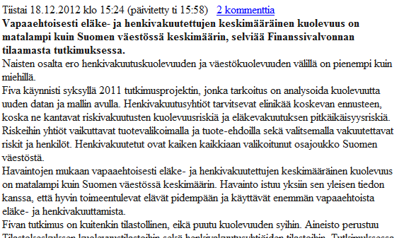 Eläkevakuutuksen uusi myyntiargumentti!