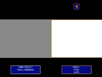 LASER INDICATOR STANDBY/ON MY SOURCE COMPUTER ID 2 ID 4 K ja k vier (Kuva kuvan vieressä) K ja k vier-toiminto näyttää kaksi eri kuvasignaalia BLANK LASERnäytössä, joka on jaettu kahteen alueeseen,