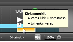 Lisätietoa kirjanmerkistä näkyy tooltipissä kun kohdistin viedään kirjanmerkin päälle.