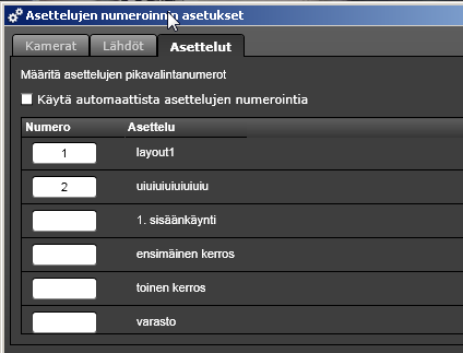 Pikavalintoja voi käyttää Spotterissa näppäimistön erillistä numeronäppäimistöä käyttäen (Huom: Näppäimistön ylärivin numeronäppäimet eivät ole tässä yhteydessä käytettävissä.