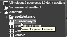 Asetteluvalikko löytyy Spotterin alapalkista. Valikon ylimmäisenä on mahdollisuus valita viimeksi käytetty asettelu. Tämän alapuolella on lista viimeksi käytetyistä asetteluista.