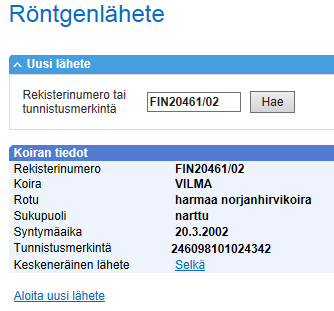 Suomen Kennelliitto ry. 26.5.2014 17(19) Omakoira-palvelussa on omien otsikoidensa alla sinulla kesken olevat lähetteet sekä Kennelliitossa käsiteltävänä olevat lähetteet.