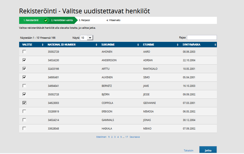 SEURAKÄYTTÄJÄN OHJEITA / NIPPUUUDISTAMINEN Valitse ne