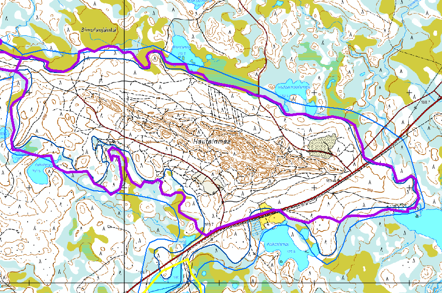 yläkulmassa on moreenimuodostumia.