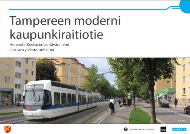 2-raiteinen raitiotie pääosin omalla ajouralla, osittain myös katuverkolla.