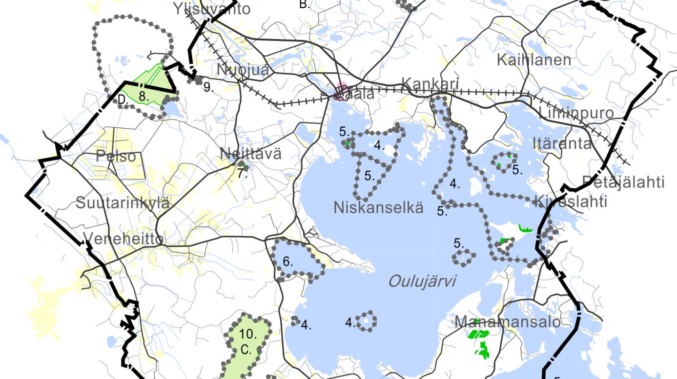 23 (49) Vaalassa sijaitsee tärkeät Oulujärven retkeilyalue ja Rokuan kansallispuisto.