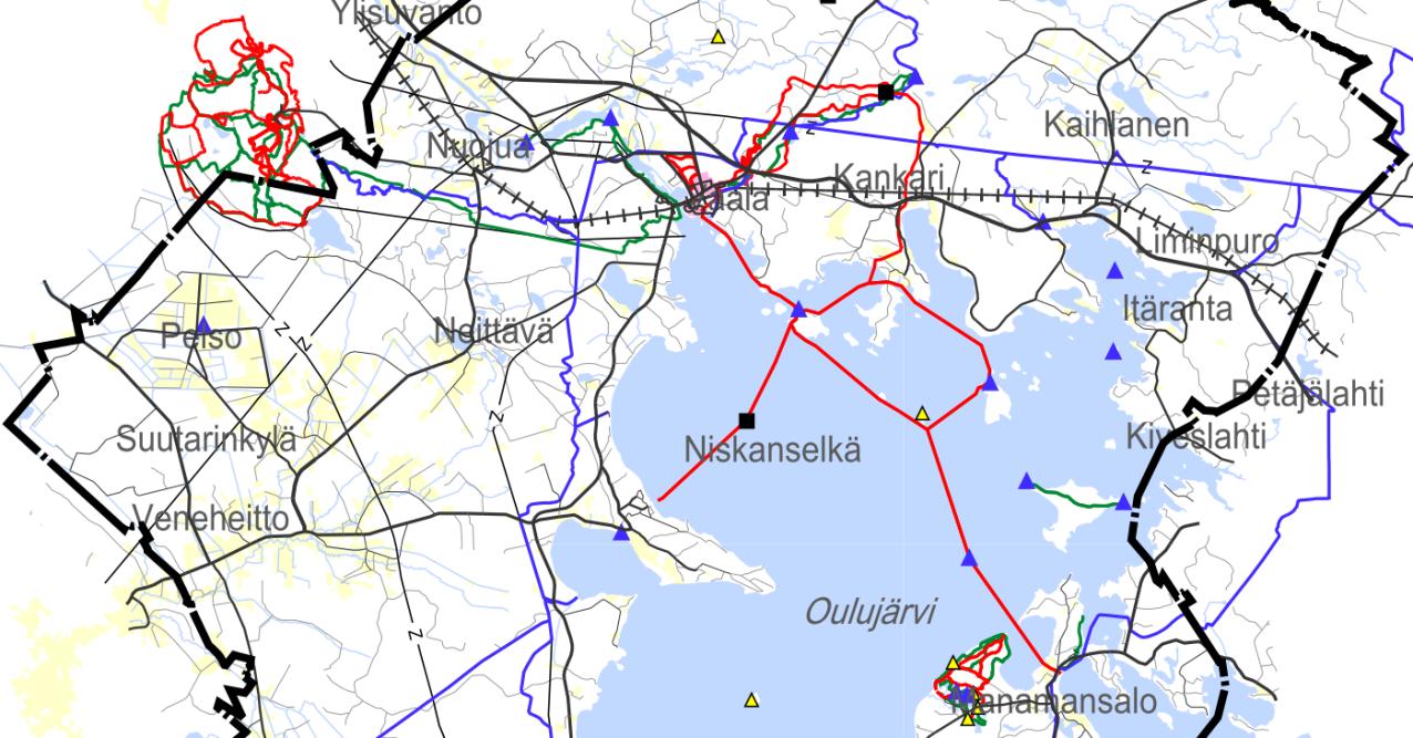 28 (49) Vaalassa käydään töissä Utajärveltä, Kajaanista, Oulusta, Muhokselta ja Kestilästä (viisi merkittävintä).