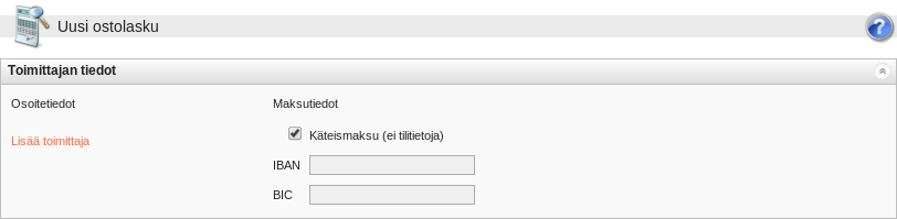 Jos ostolasku on maksettu osittain tai kokonaan muualla kuin Anders Managerissa, maksu voidaan kirjata Anders Manageriin (ns. ohisuoritus ).