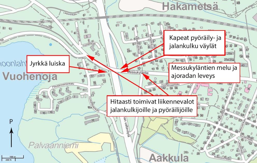 8 2. LIIKENTEELLISET ONGELMA- KOHDAT Tässä luvussa käsitellään tarkastelualueen liikenneverkon, toiminnallisuuden sekä ympäristön ja maankäytön ongelmia ja lisäksi onnettomuuskasaumia.