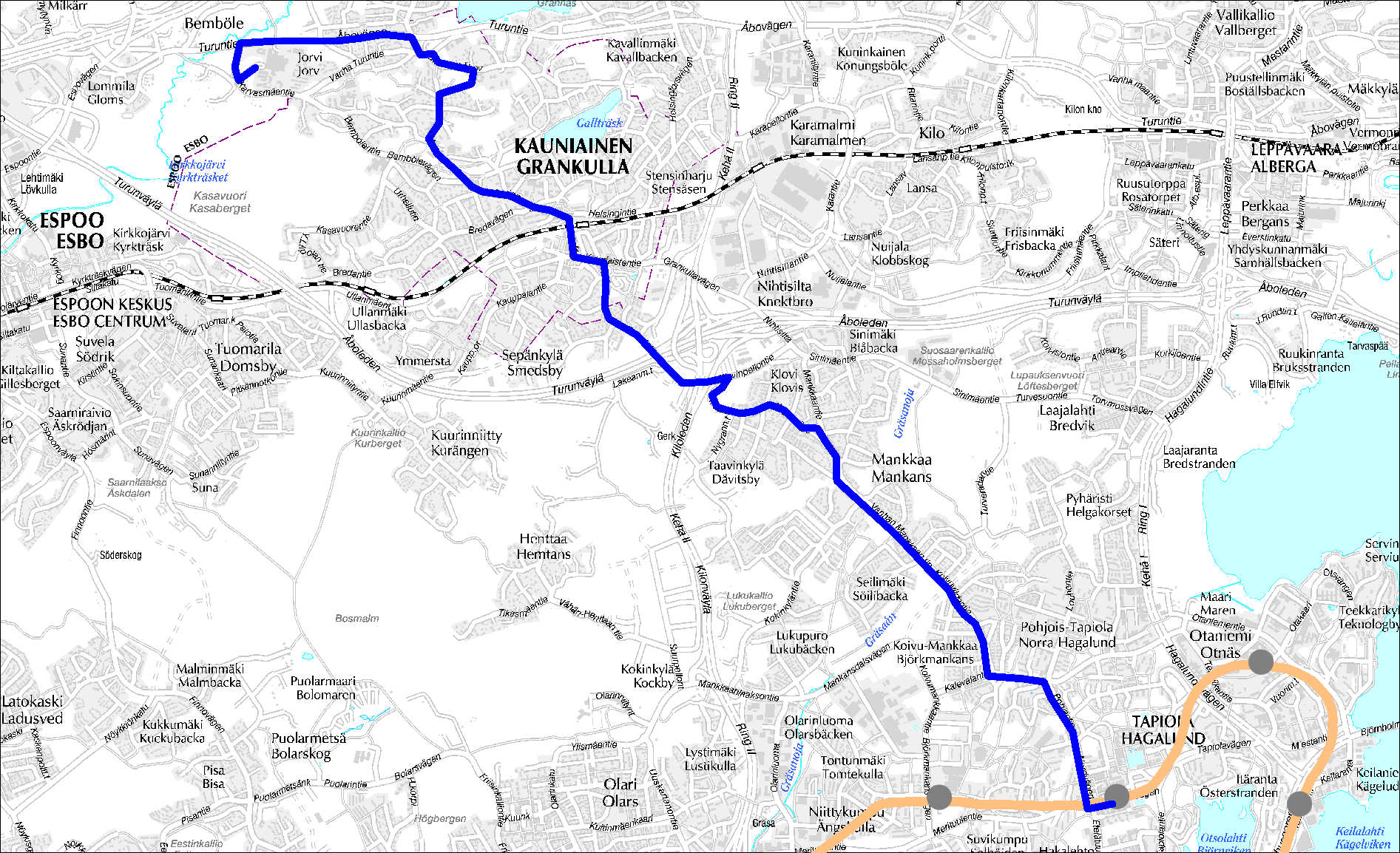 Linja 549 Tapiola (M) Mankkaa Kauniainen Jorvi 549 Ruuhka Päivä/Ilta Hiljainen Vuoroväli, min 10 15 30 15 30 Minimi kierros, min 76 68 58 68 58 Suoritelaskennan kierros, min 90* 90* 75* 90* 75** *