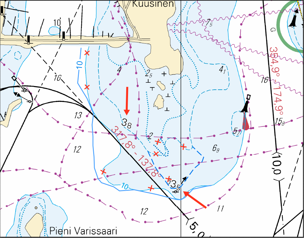 7 Ei merikartan mittakaavassa - Inte i sjökortets skala - Not to scale of chart (FTA,