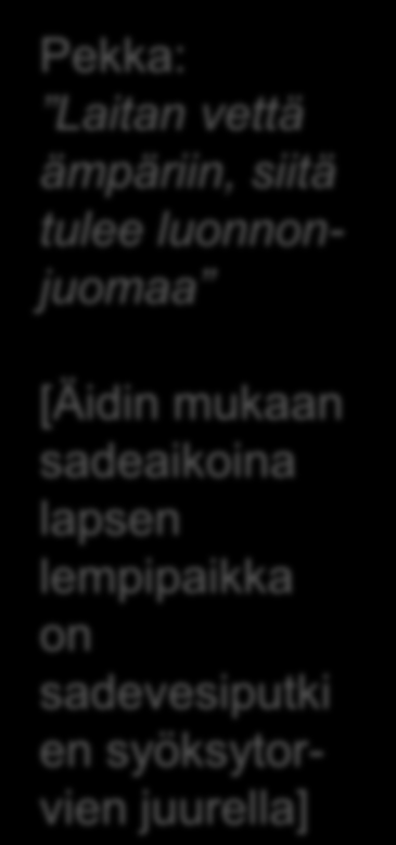 luonnonjuomaa [Äidin mukaan sadeaikoina lapsen