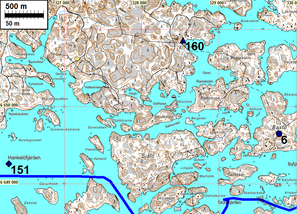 13 Kartta 9 Muinaisjäännökset: Ennestään tunnetut tarkastamattomat kohteet INKOO 4 BARÖLANDET STORBÖLE Mjtunnus: 1000009519 Ajoitus: Laji: historiallinen asuinpaikka Koordin: N 6652 865 E 324 791 Z 5