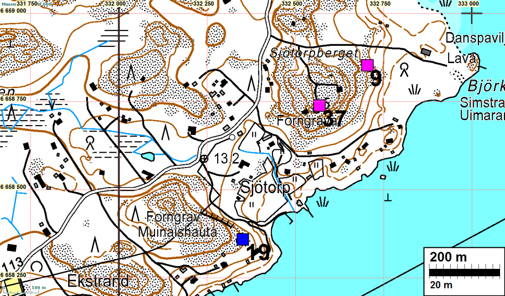 16 INKOO 9 BJÖRKUDDEN E Mjtunnus: 149010048 Ajoitus: Laji: varhaismetallikautinen hautapaikat: hautaröykkiöt Koordin: N 6658 852 E 332 705 Z 15 X 6657 856 Y 2500 013 P 6661 649 I 3332 807 Tutkijat: