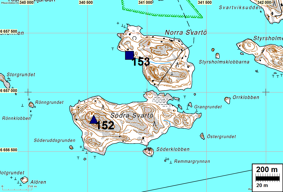 41 INKOO 152 SÖDRA SVARTÖ Mjtunnus: Ajoitus: historiallinen Laji: tunnistamaton: kivirakenne Koordin: N 6656 772 E 340 553 Z 25 X 6656 134 Y 2507 947 P 6659 568 I 3340 658 Tutkijat: H. Poutiainen & V.