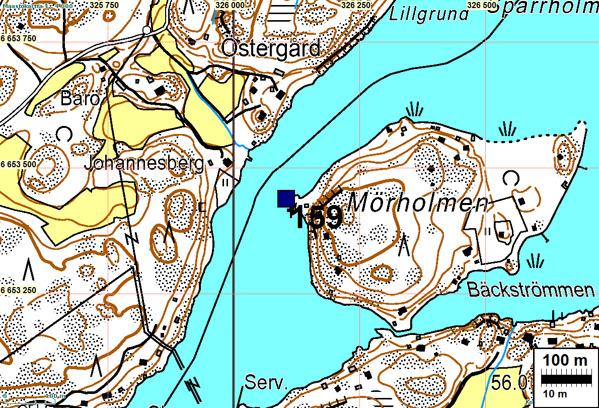 54 Kohteiden Barösund 1-4 rautarenkaat sijaitsevat Barösundin läpi kulkevan laivaväylän molemmin