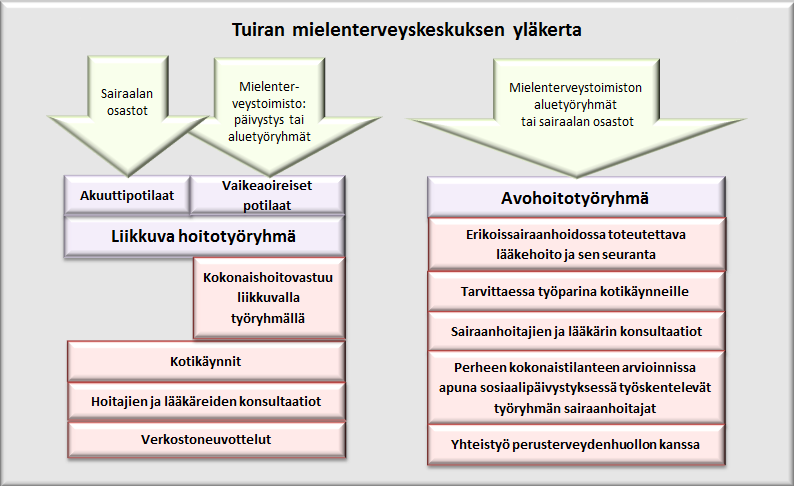 Sivu 101 / 141 Potilaan ohjautumista ja hoitoa Tuirakeskuksessa kuvataan kuviossa 46. Kuvio 46.