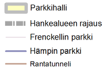 Laaja 1 440 autopaikan Kunkun parkki Suppea 1 280 autopaikan Kunkun parkki Pieni 1 000 autopaikan Kunkun parkki VE Laaja+H Eteläpuisto(1) VE Laaja+H VE Suppea+P VE Pieni+H Sisään- ja ulosajoramppi