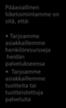 Muu laitteisto- ja tietotekninen palvelutoiminta Pääasiallinen liiketoimintamme on sitä, että: Tarjoamme asiakkaillemme