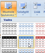 Taulukkolaskenta Microsoft Excel 2007 41/65 Tiedonhallinta Excelillä Taulukon luominen (ent. luettelo) Jotta tiedon analysointiin tarkoitetut työkalut (mm.