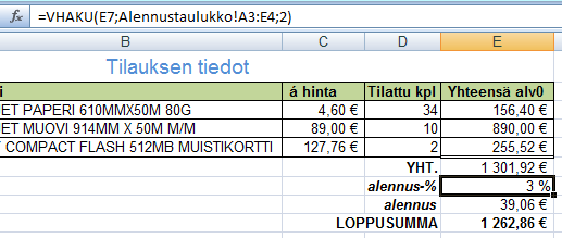 Taulukkolaskenta Microsoft Excel 2007 51/65 Voit ottaa perinteiset soluviittaukset käyttöön Excelin asetuksissa: Office-painike > Excelin asetukset > Kaavat > ja ruksi pois kohdasta Käytä taulukoiden