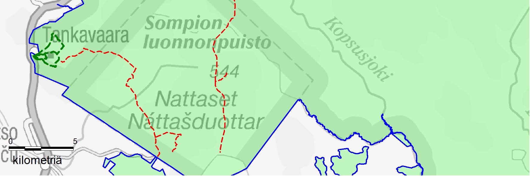 Kuva 16. Suunnittelualueen kesäretkeilyreitit.