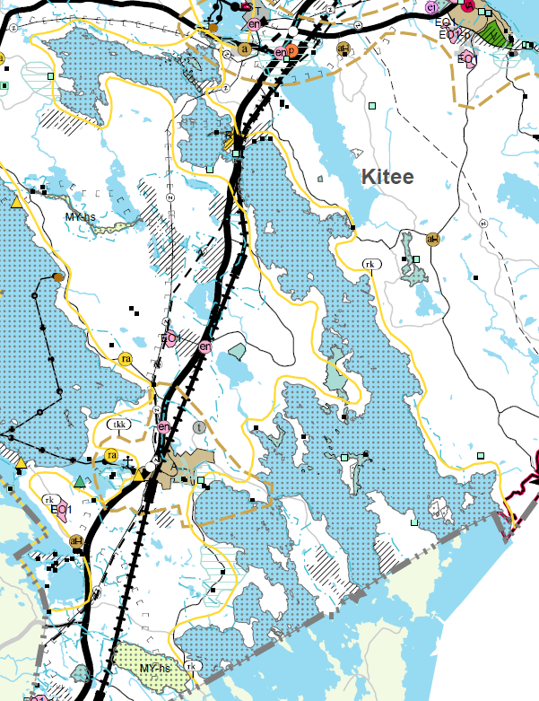 FCG SUUNNITTELU JA TEKNIIKKA OY KAAVASELOSTUS (LUONNOS) 44 (90) Kuva 11: Ote Pohjois-Karjalan vaihemaakuntakaavojen 1 ja 2 yhdistelmästä.