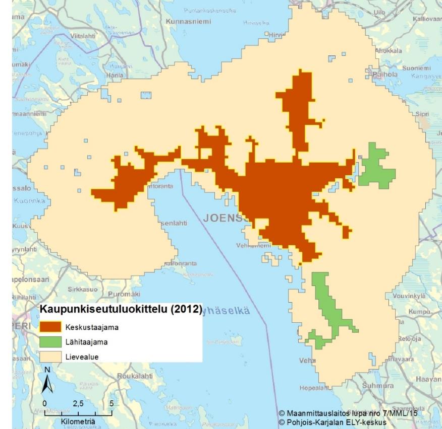Valtakunnallinen kaupunki maaseutuluokitus Keskustaajama = väestömäärä on yli 15 000 ja taajama ei ole kaupunkiseudun lähitaajama.