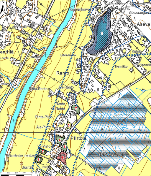 Koskenkorvan pohjavesialueelta (kuva 64) kartoitettiin kahdeksan soranottoaluetta, joista osalle on muodostunut lampia soranoton seurauksena.