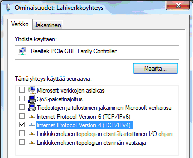 2. Laajakaistaliittymän asetukset / Windows 7 2.