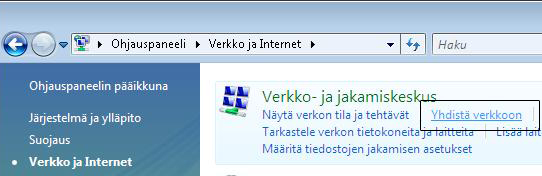 3. Langattoman yhteyden asetukset / Windows Vista 3.1 WLAN-yhteyden asetukset Windows Vista -käyttöjärjestelmässä 4. Klikataan listalta oman verkon nimeä, klikkaa Yhdistä.