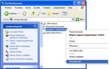 3. Langattoman yhteyden asetukset / Windows XP 3.