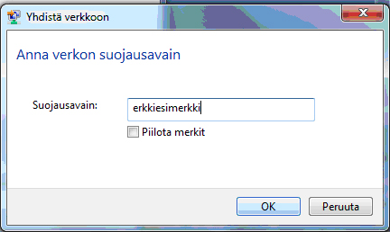 3. Langattoman yhteyden asetukset / Windows 7 3.3 WLAN-yhteyden asetukset Windows 7 -käyttöjärjestelmässä 4. Klikataan listalta oman verkon nimeä, klikkaa Yhdistä.