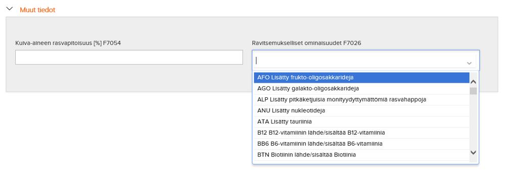 4.18. Yleistietoja -RUOKA, JUOMA JA TUPAKKA 4.18.1. Kuiva-aineen rasvapitoisuus [%] F7054 Juuston tai juustovalmisteen kuiva-aineen rasvapitoisuus prosentteina.