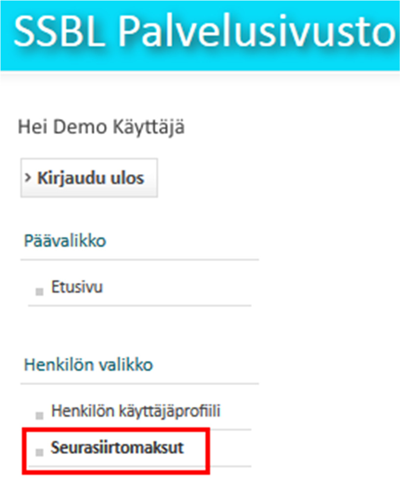 PELAAJASIIRTOJEN OHJE VERSIO 1.7. PÄIVITETTY 31.5.2016 s. 5 KIRJAAMISMAKSUN SUORITTAMINEN (VAIHTOEHTO 2: PELAAJA MAKSAA) 1.