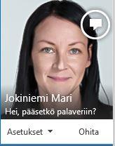 5 Pikaviestin kirjoittaminen: 1. Kirjoita viesti viesti-ikkunan alaosassa olevaan tekstikenttään ja paina Enter-näppäintä.