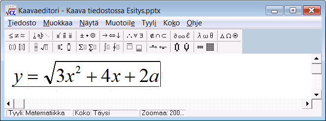 Matemaattisten kaavojen tuottaminen PowerPoint-ohjelmassa voit käyttää useita objektiohjelmia. Matemaattisten kaavojen kirjoittaminen on joissakin tapauksissa tarpeen.