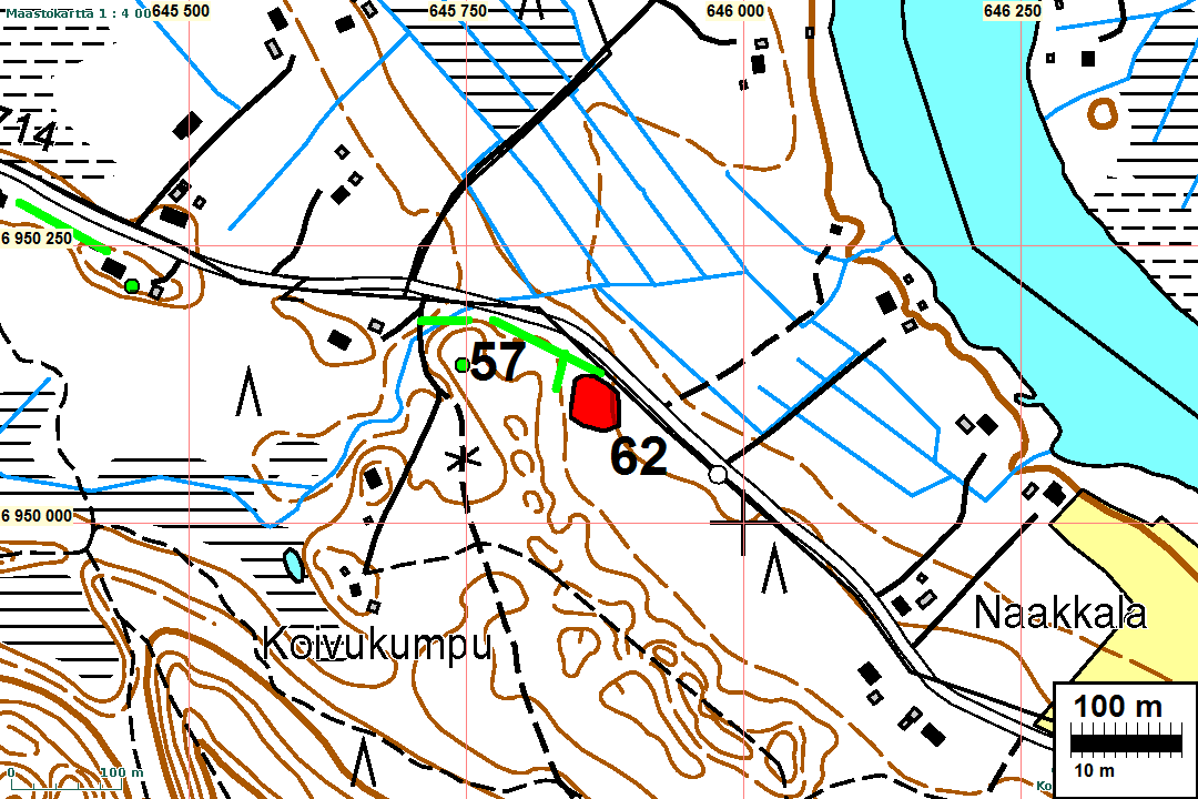 17 nen niemi) lounaispuolella on vain hieman harjannetta alempi tasanne, kaakkoon maaperä laskee.