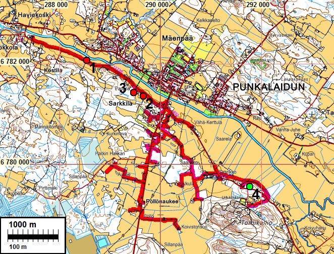 3 Selityksiä: Koordinaatit, kartat ovat ETRS-TM35FIN koordinaatistossa. Kartta ovat Maanmittauslaitoksen maastotietokannasta syksyllä 2014, ellei toisin mainittu.