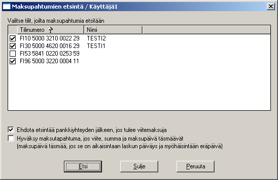 Jos tallennat kerralla useamman maksumerkinnän, tallentamista helpottaa, kun valitset kohdan Tallennuksen jälkeen aloitetaan uusi maksumerkintä.