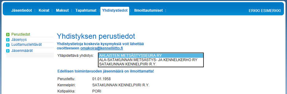 Suomen Kennelliitto ry. 19.5.2014 3(10) Yleistä Toimintailmoitus voidaan antaa sähköisesti Suomen Kennelliiton Omakoirajärjestelmässä.