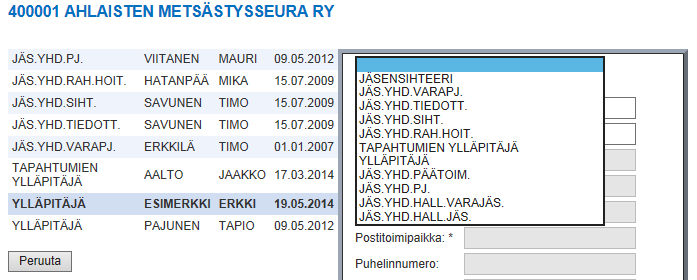 Suomen Kennelliitto ry. 19.5.2014 6(10) Uusien luottamushenkilöiden lisääminen Uusi luottamushenkilö lisätään Lisää luottamustehtävä painikkeesta.