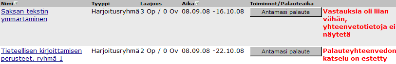 ole sähköpostiosoitetta, opiskelija saa tästä ilmoituksen. Tällöin suoritusotetta ei voi tilata eikä myöskään Tilaa-painiketta näy.