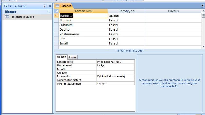 Lukukenttiä käytetään sellaisten numeeristen tietojen tallentamiseen, joilla tehdään laskutoimituksia.