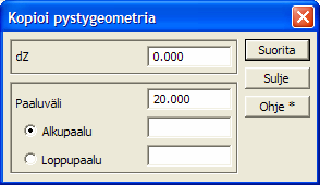 5.3.2 Linjalaskenta Linjalaskenta pystygeometriasta käyttää referenssilinjana tien pystygeometriaa ja mahdollistaa korkeuksien ja korkeuserojen laskemisen pystygeometriasta.