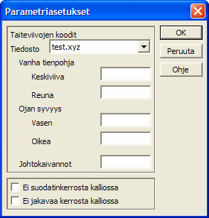 6.2.6 Hae pisteet Toiminnolla voidaan hakea pääikkunan vektoritiedostoista aktiiviseen poikkileikkaustiedostoon tietyllä etäisyydellä olevat karttapisteet.