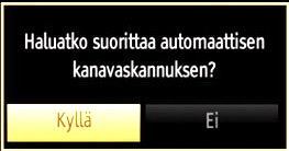 Voit asettaa Etsi salattuja kanavia Kyllä-kohtaan, jos haluat kartoittaa salakoodattuja asemia. Kun Kartoituksen salakoodaus on valittu valitse Aktiivinen antenni tai painikkeella.