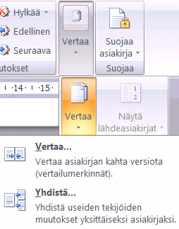 Vertaa asiakirjoja Wordissa on myös toiminto kahden asiakirjan vertaamiseksi.