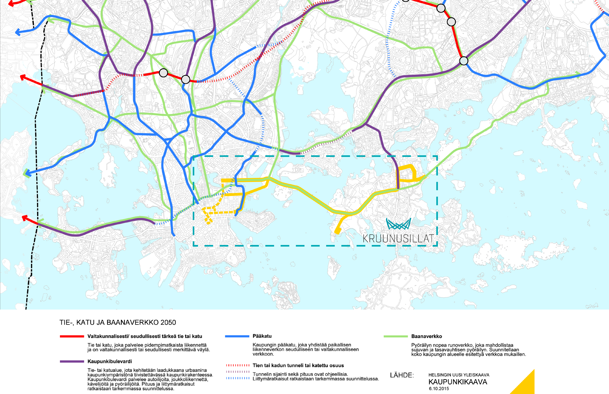 Tie-, katu ja baanaverkko 2050 (KSV 2015, Sito 2016).